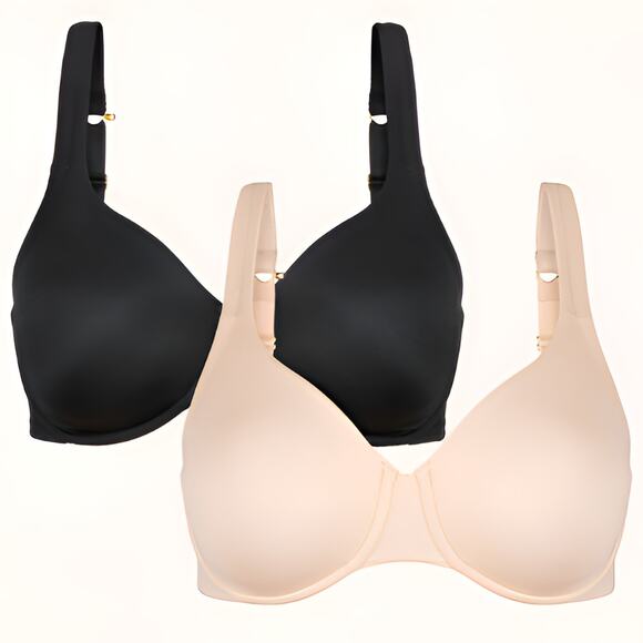 Lively Spacer Balconette Underwire Bra Jet Black & Toasted Almond 34A Set of 2 - Picture 1 of 5